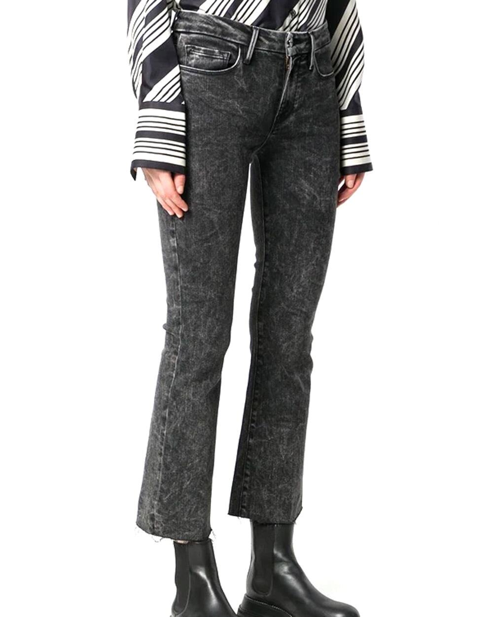 Frame Le Crop Mini Boot Cut Jean in Rockstar Black Acid Wash Size 23